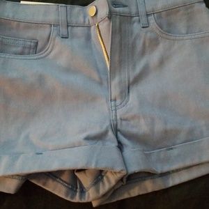 High waisted sky blue shorts